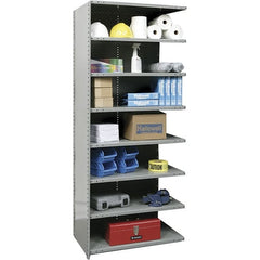 Hallowell - 8 Shelf, 375 Lb. Capacity, Closed Shelving Add-On Unit - 48 Inch Wide x 12 Inch Deep x 87 Inch High, Gray - Exact Tooling