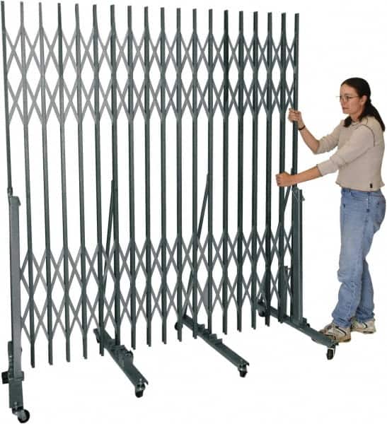 Hallowell - 6.54' High Portable Traffic Control Gate - Steel, Silver - Exact Tooling