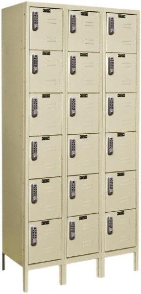 Hallowell - 18 Door, 6 Tier, Electronic Access Lockers - Exact Tooling