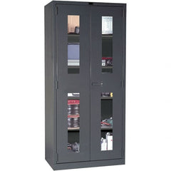 Hallowell - 4 Shelf Locking Storage Cabinet - Steel, 36" Wide x 24" Deep x 78" High, Gray - Exact Tooling