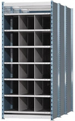 Hallowell - 18 Bin Heavy-Duty Deep Bin Industrial Shelving - 36 Inch Overall Width x 72 Inch Overall Depth x 87 Inch Overall Height, Blue and Platinum Steel Bins - Exact Tooling