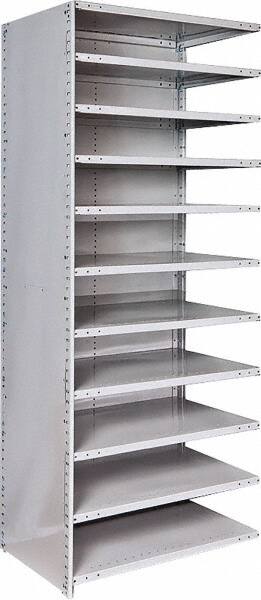 Hallowell - 11 Shelf, 500 Lb. Capacity, Closed Shelving Add-On Unit - 36 Inch Wide x 24 Inch Deep x 87 Inch High, Platinum - Exact Tooling
