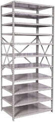 Hallowell - 11 Shelf Starter Medium-Duty Open Steel Shelving - 500 Lb Capacity, 36" Wide x 87" High x 24" Deep, Platinum - Exact Tooling
