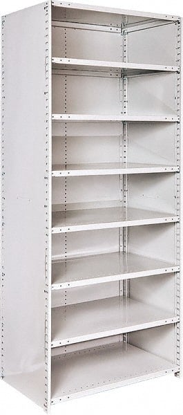 Hallowell - 8 Shelf, 500 Lb. Capacity, Closed Shelving Starter Unit - 36 Inch Wide x 24 Inch Deep x 87 Inch High, Platinum - Exact Tooling