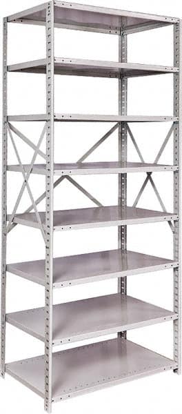 Hallowell - 8 Shelf Starter Medium-Duty Open Steel Shelving - 500 Lb Capacity, 36" Wide x 87" High x 24" Deep, Platinum - Exact Tooling