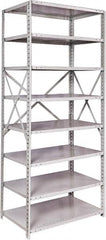 Hallowell - 8 Shelf Starter Medium-Duty Open Steel Shelving - 500 Lb Capacity, 36" Wide x 87" High x 24" Deep, Platinum - Exact Tooling