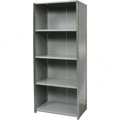 Hallowell - 5 Shelf, 500 Lb. Capacity, Free Standing Closed Shelving - 36 Inch Wide x 12 Inch Deep x 87 Inch High, Gray - Exact Tooling
