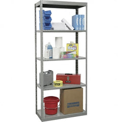Hallowell - 5 Shelf Starter Heavy-Duty Open Steel Shelving - 800 Lb Capacity, 36" Wide x 87" High x 12" Deep, Gray - Exact Tooling
