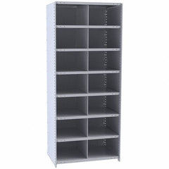 Hallowell - 14 Bin Closed Industrial Bin Shelving - 36 Inch Overall Width x 18 Inch Overall Depth x 87 Inch Overall Height, Gray Metal Bins - Exact Tooling