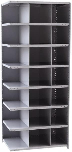 Hallowell - 21 Bin Closed Industrial Bin Shelving - 36 Inch Overall Width x 24 Inch Overall Depth x 87 Inch Overall Height, Gray Metal Bins - Exact Tooling