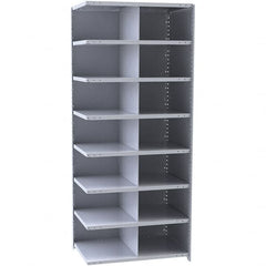 Hallowell - 14 Bin Closed Industrial Bin Shelving - 36 Inch Overall Width x 12 Inch Overall Depth x 87 Inch Overall Height, Gray Metal Bins - Exact Tooling
