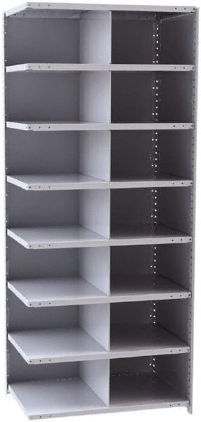 Hallowell - 14 Bin Closed Industrial Bin Shelving - 36 Inch Overall Width x 24 Inch Overall Depth x 87 Inch Overall Height, Gray Metal Bins - Exact Tooling