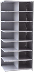 Hallowell - 14 Bin Closed Industrial Bin Shelving - 36 Inch Overall Width x 24 Inch Overall Depth x 87 Inch Overall Height, Gray Metal Bins - Exact Tooling