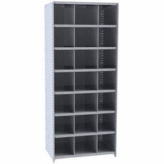 Hallowell - 21 Bin Closed Industrial Bin Shelving - 36 Inch Overall Width x 12 Inch Overall Depth x 87 Inch Overall Height, Gray Metal Bins - Exact Tooling
