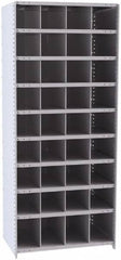 Hallowell - 36 Bin Closed Industrial Bin Shelving - 36 Inch Overall Width x 24 Inch Overall Depth x 87 Inch Overall Height, Gray Metal Bins - Exact Tooling