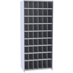 Hallowell - 54 Bin Closed Industrial Bin Shelving - 36 Inch Overall Width x 18 Inch Overall Depth x 87 Inch Overall Height, Gray Metal Bins - Exact Tooling