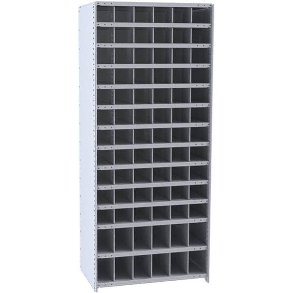Hallowell - 78 Bin Closed Industrial Bin Shelving - 36 Inch Overall Width x 18 Inch Overall Depth x 87 Inch Overall Height, Gray Metal Bins - Exact Tooling