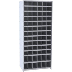 Hallowell - 78 Bin Closed Industrial Bin Shelving - 36 Inch Overall Width x 18 Inch Overall Depth x 87 Inch Overall Height, Gray Metal Bins - Exact Tooling