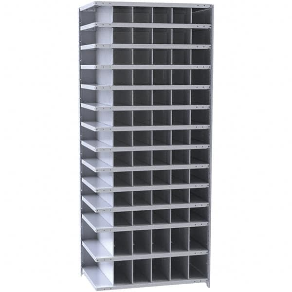 Hallowell - 78 Bin Closed Industrial Bin Shelving - 36 Inch Overall Width x 18 Inch Overall Depth x 87 Inch Overall Height, Gray Metal Bins - Exact Tooling