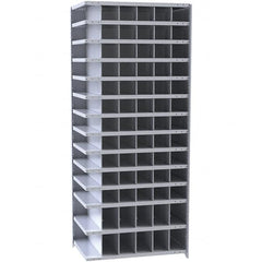 Hallowell - 78 Bin Closed Industrial Bin Shelving - 36 Inch Overall Width x 18 Inch Overall Depth x 87 Inch Overall Height, Gray Metal Bins - Exact Tooling