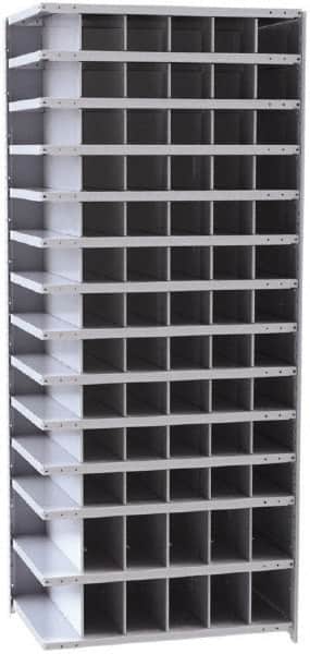 Hallowell - 78 Bin Closed Industrial Bin Shelving - 36 Inch Overall Width x 24 Inch Overall Depth x 87 Inch Overall Height, Gray Metal Bins - Exact Tooling