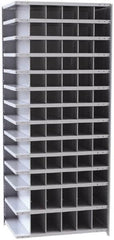 Hallowell - 78 Bin Closed Industrial Bin Shelving - 36 Inch Overall Width x 24 Inch Overall Depth x 87 Inch Overall Height, Gray Metal Bins - Exact Tooling