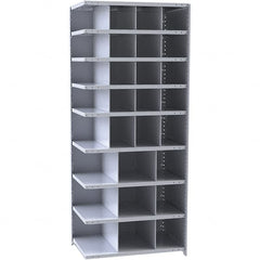 Hallowell - 29 Bin Closed Industrial Bin Shelving - 36 Inch Overall Width x 12 Inch Overall Depth x 87 Inch Overall Height, Gray Metal Bins - Exact Tooling