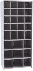 Hallowell - 29 Bin Closed Industrial Bin Shelving - 36 Inch Overall Width x 24 Inch Overall Depth x 87 Inch Overall Height, Gray Metal Bins - Exact Tooling