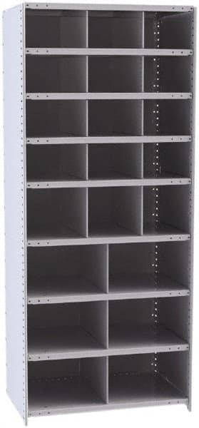 Hallowell - 21 Bin Closed Industrial Bin Shelving - 36 Inch Overall Width x 24 Inch Overall Depth x 87 Inch Overall Height, Gray Metal Bins - Exact Tooling