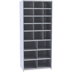 Hallowell - 21 Bin Closed Industrial Bin Shelving - 36 Inch Overall Width x 12 Inch Overall Depth x 87 Inch Overall Height, Gray Metal Bins - Exact Tooling