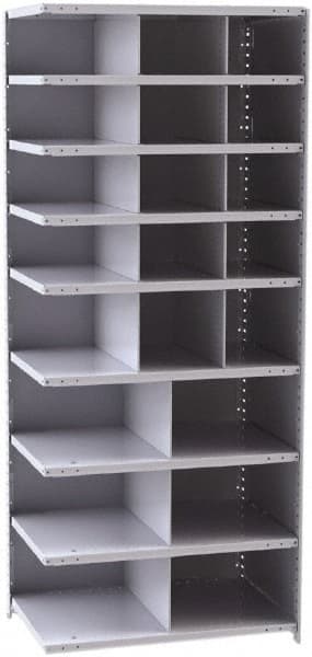 Hallowell - 21 Bin Closed Industrial Bin Shelving - 36 Inch Overall Width x 24 Inch Overall Depth x 87 Inch Overall Height, Gray Metal Bins - Exact Tooling
