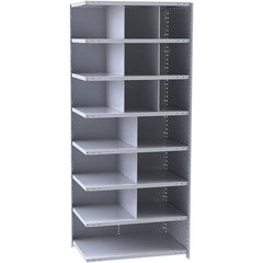 Hallowell - 16 Bin Closed Industrial Bin Shelving - 36 Inch Overall Width x 18 Inch Overall Depth x 87 Inch Overall Height, Gray Metal Bins - Exact Tooling