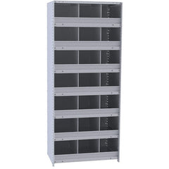 Hallowell - 21 Bin Closed Industrial Bin Shelving - 36 Inch Overall Width x 12 Inch Overall Depth x 87 Inch Overall Height, Gray Metal Bins - Exact Tooling