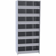 Hallowell - 21 Bin Closed Industrial Bin Shelving - 36 Inch Overall Width x 18 Inch Overall Depth x 87 Inch Overall Height, Gray Metal Bins - Exact Tooling