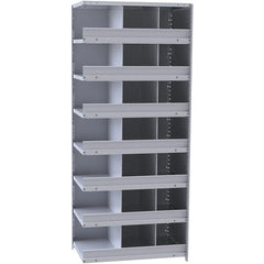 Hallowell - 21 Bin Closed Industrial Bin Shelving - 36 Inch Overall Width x 12 Inch Overall Depth x 87 Inch Overall Height, Gray Metal Bins - Exact Tooling