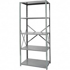 Hallowell - 5 Shelf Starter Extra Heavy-Duty Open Steel Shelving - 750 Lb Capacity, 48" Wide x 87" High x 12" Deep, Gray - Exact Tooling