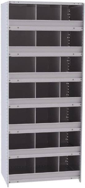 Hallowell - 21 Bin Closed Industrial Bin Shelving - 36 Inch Overall Width x 24 Inch Overall Depth x 87 Inch Overall Height, Gray Metal Bins - Exact Tooling