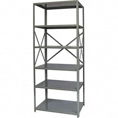Hallowell - 6 Shelf Starter Extra Heavy-Duty Open Steel Shelving - 900 Lb Capacity, 48" Wide x 87" High x 24" Deep, Gray - Exact Tooling