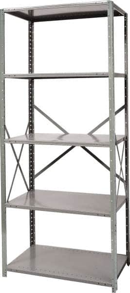 Hallowell - 5 Shelf Starter Heavy-Duty Open Steel Shelving - 800 Lb Capacity, 36" Wide x 87" High x 24" Deep, Gray - Exact Tooling