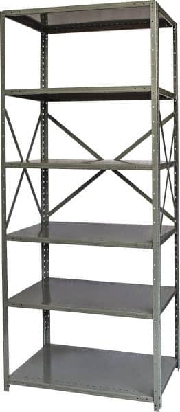 Hallowell - 6 Shelf Starter Heavy-Duty Open Steel Shelving - 800 Lb Capacity, 36" Wide x 87" High x 24" Deep, Gray - Exact Tooling