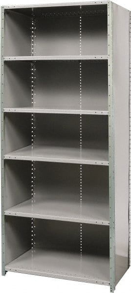 Hallowell - 6 Shelf, 800 Lb. Capacity, Free Standing Closed Shelving - 36 Inch Wide x 24 Inch Deep x 87 Inch High, Gray - Exact Tooling