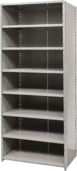 Hallowell - 8 Shelf, 800 Lb. Capacity, Free Standing Closed Shelving - 36 Inch Wide x 24 Inch Deep x 87 Inch High, Gray - Exact Tooling