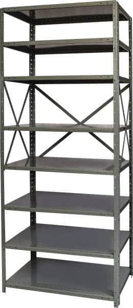 Hallowell - 8 Shelf Starter Heavy-Duty Open Steel Shelving - 800 Lb Capacity, 36" Wide x 87" High x 24" Deep, Gray - Exact Tooling