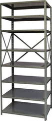Hallowell - 8 Shelf Starter Heavy-Duty Open Steel Shelving - 800 Lb Capacity, 36" Wide x 87" High x 24" Deep, Gray - Exact Tooling