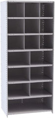 Hallowell - 16 Bin Closed Industrial Bin Shelving - 36 Inch Overall Width x 24 Inch Overall Depth x 87 Inch Overall Height, Gray Metal Bins - Exact Tooling