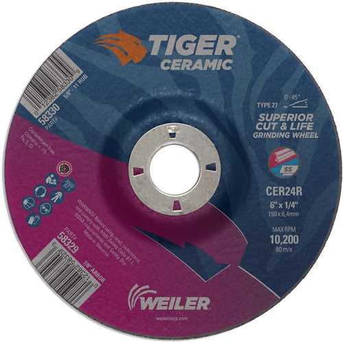 6X1/4 TIGER CERAMIC T27 GRIND WHL - Exact Tooling
