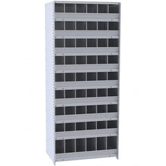 Hallowell - 54 Bin Closed Industrial Bin Shelving - 36 Inch Overall Width x 18 Inch Overall Depth x 87 Inch Overall Height, Gray Metal Bins - Exact Tooling