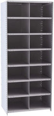 Hallowell - 14 Bin Closed Industrial Bin Shelving - 36 Inch Overall Width x 24 Inch Overall Depth x 87 Inch Overall Height, Gray Metal Bins - Exact Tooling