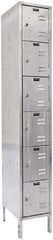 Hallowell - 6 Door, 6 Tier, Stainless Steel Locker - Exact Tooling