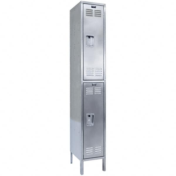 Hallowell - 2 Door, 2 Tier, Stainless Steel Locker - Exact Tooling